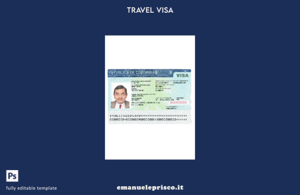 modello di visto di viaggio per la Colombia in stile verificato
